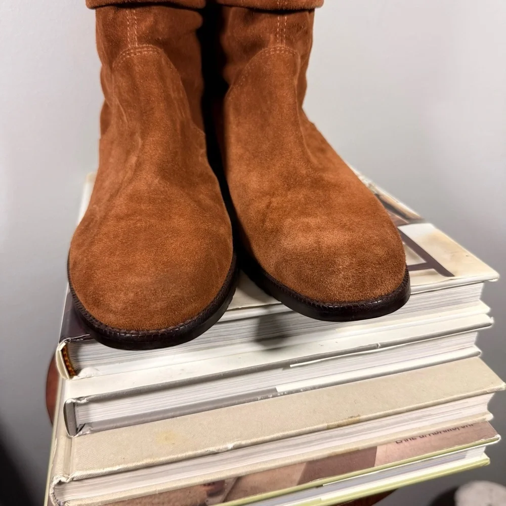 LL Bean Slouch Tan Cognac Nubuck Suede Size 10 Women’s Ankle Boots
